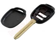 Producto genérico - Carcasa llave / telemando 2 botones con hueco para transponder para Toyota Corolla, espadín largo 4,6 cm